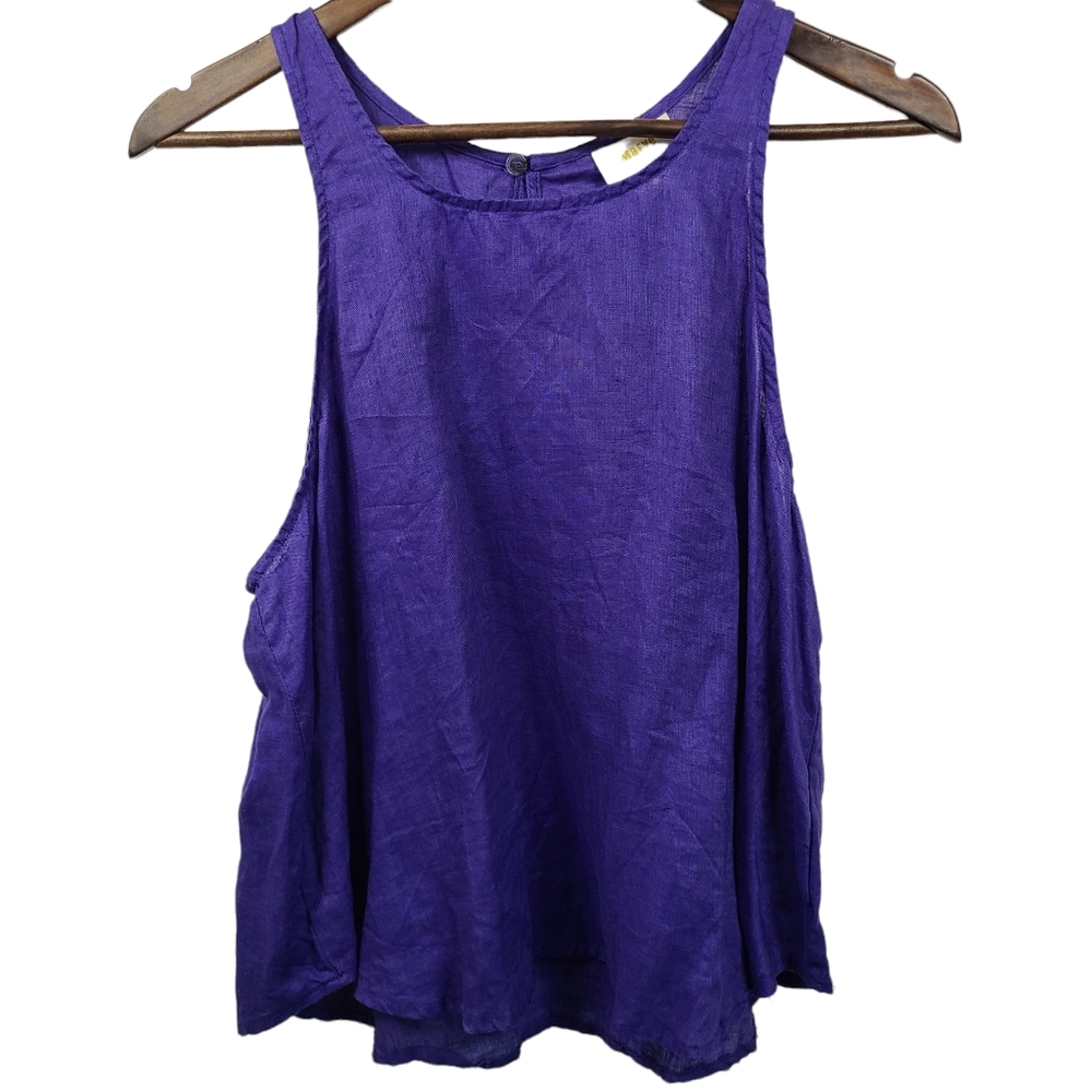 Maeve Purple Linen Tank Blouse Large - Picture 1 of 5